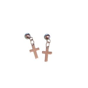 Silver Cross Dangle Earrings